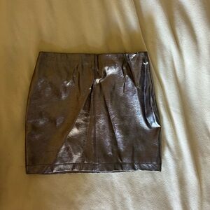 Silver faux  Leather Mini Skirt by Hollister